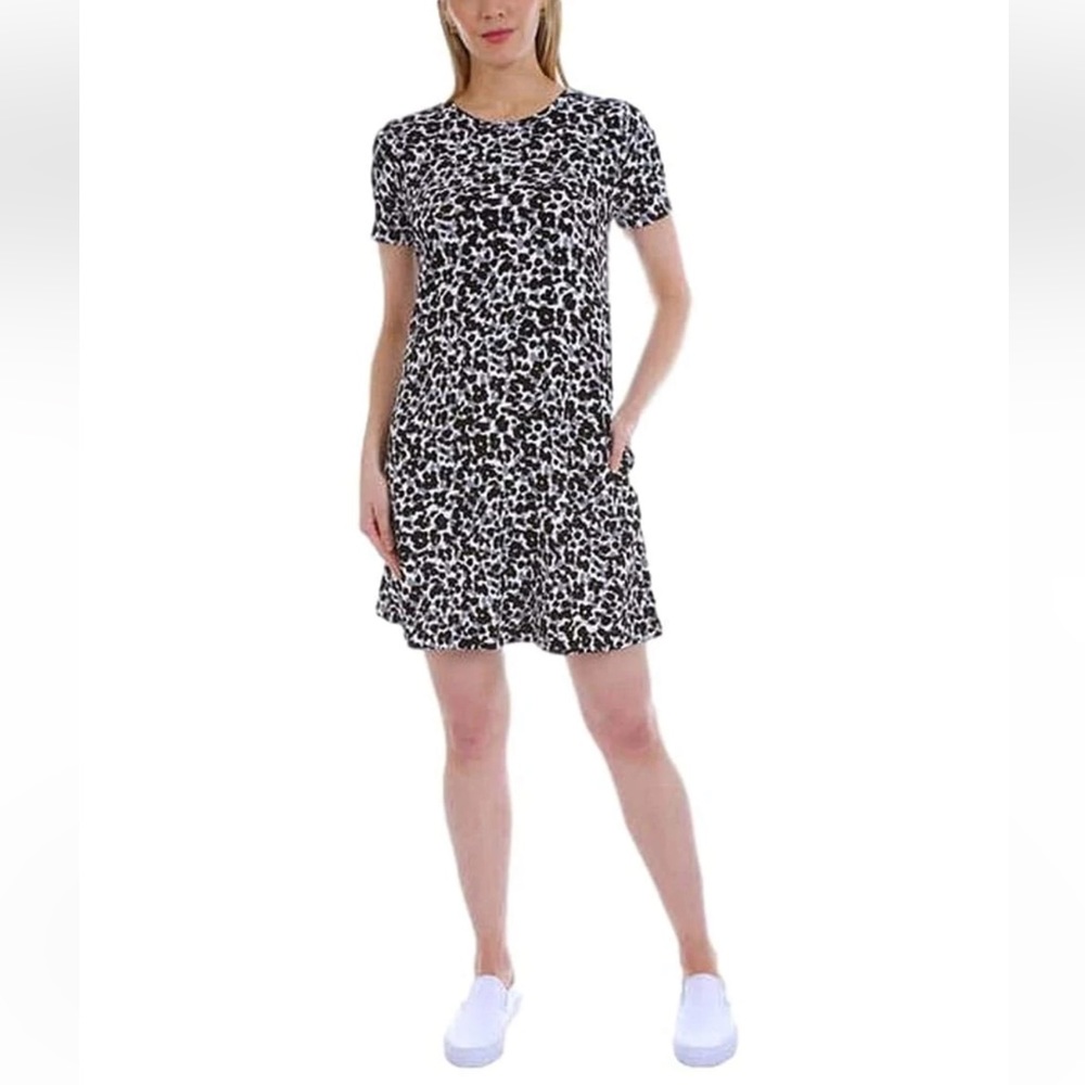 Ellen Tracy Women's Pima Cotton Leopard Print Dress with Pockets- Size M…